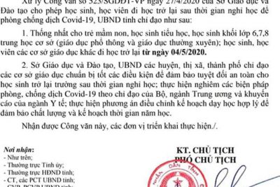 UBND TỈNH ĐĂK LĂK CHO PHÉP HỌC SINH ĐI HỌC TRỞ LẠI